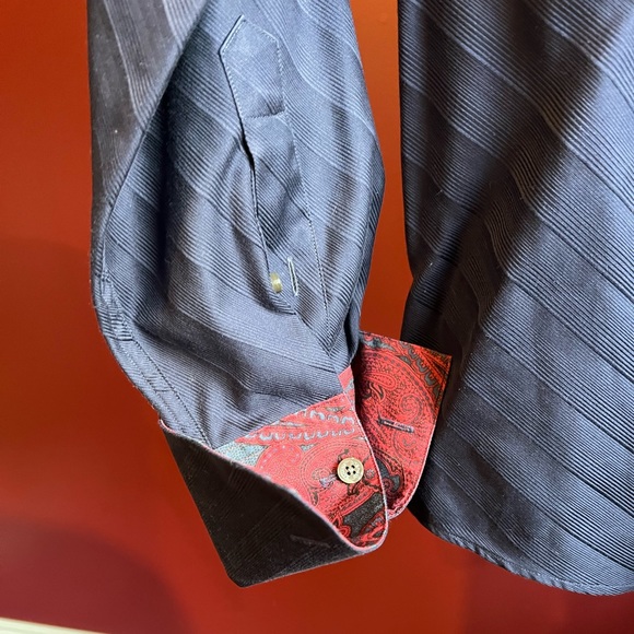 Banana republic men’s blue shirt with cuff sleeves in red SZ L neck sz 16 -16.5 - Picture 6 of 7